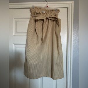 Mustard yellow Striped Paperbag Waist Skirt